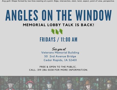 <p>Free and open to the public. Discover a fresh angle on the Window! A casual, 20-minute guided art discussion on the stained-glass piece, “Memorial Window” that was created by famous artist Grant Wood in 1928. Experience one of Grant Wood’s most unique, large, colorful works of art.</p>