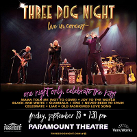 <p>Legendary band, THREE DOG NIGHT, now in its 5th decade, claims some of the most astonishing statistics in popular music. In the years 1969 through 1974, no other group achieved more top 10 hits, moved more records or sold more concert tickets than THREE DOG NIGHT.</p>